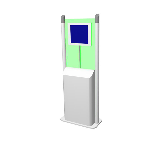 The stylish v37 Floor Standing Kiosk Unit offers extreme functionailty, whilst mainting the stylish look of the other glass kiosks in our range. The standard unit comes with only two front poles, but you can opt for rear poles,  which enables you to